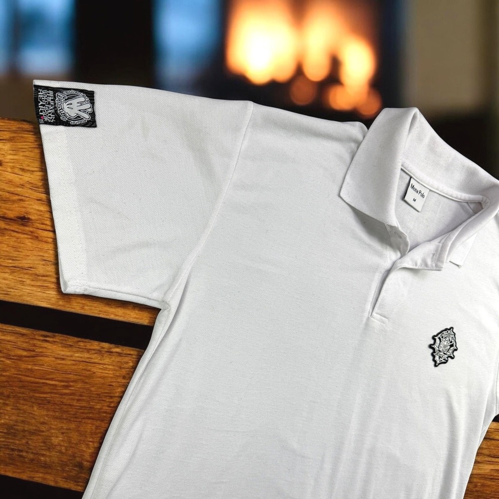 Whistler Mona Polo Shirt Mens‎ M White Embroidered Patch Snowboard Ski